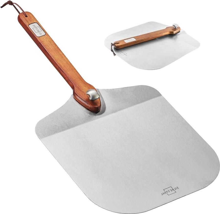 Roestvrij stalen pizzaschuiver 30 cm handvat van acaciahout voor brood pizzaschep vaatwasmachinebestendig Pizzaschep
