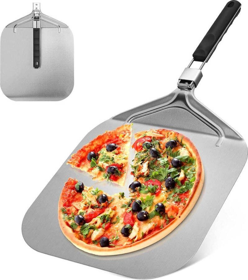 Roestvrij stalen pizzasnijder en pizzaschep met inklapbare handgreep professioneel gebruik thuis Pizzaschep
