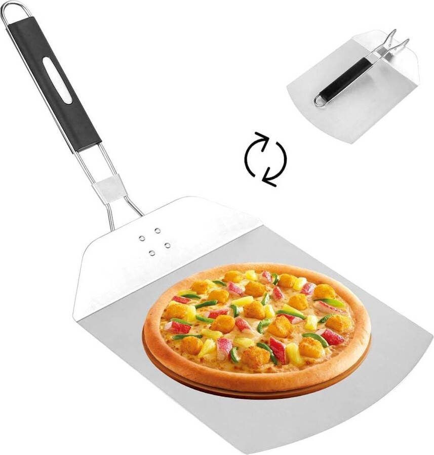 Roestvrij stalen pizzasnijder met inklapbare handgreep premium pizzasteen en broodschep Pizzaschep