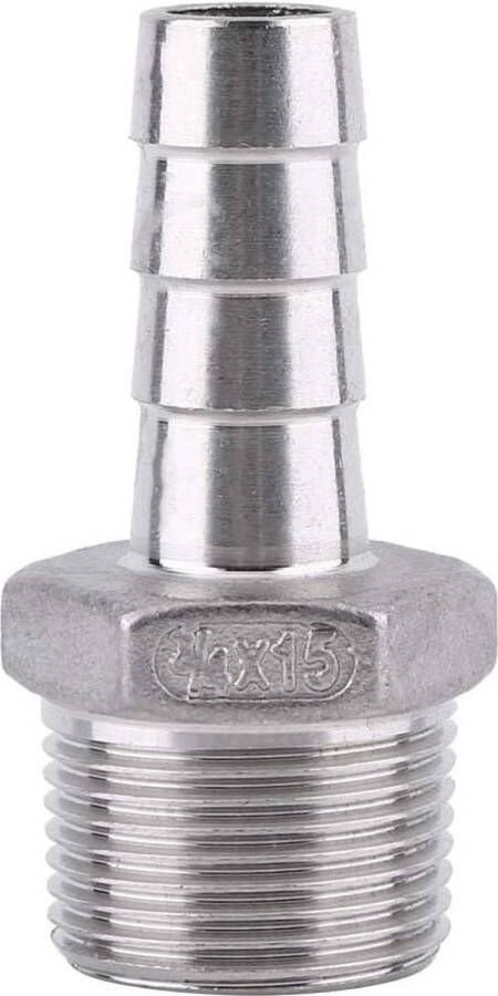 Roestvrij Stalen Slangkoppeling Hoogwaardige RVS SS304 Mannelijke Draad Buiskoppeling Staaf Slang Achteraansluiting BSP 1 8 Inch ~ 3 4 Inch Barb Plug Adapter voor Luchtlijnen (3 4 x 15 mm) Duurzame Verbinding voor Luchtsystemen en Toepassingen