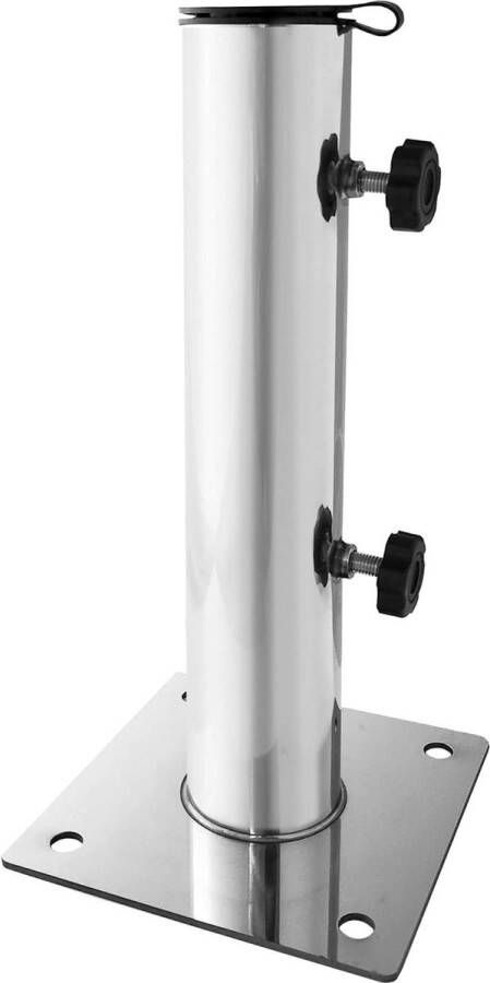 Roestvrij stalen standbuis voor granietplaat max 55 mm 4 gaten Parasolvoet met granietplaat Stalen standbuis Ø 55 mm Parasolvoet