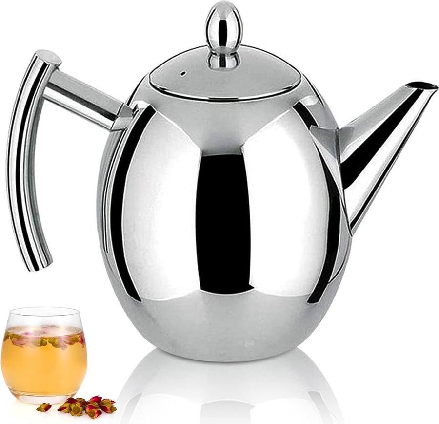Roestvrij Stalen Theepot met Theezeef 1l Theepot voor Thee en Koffie