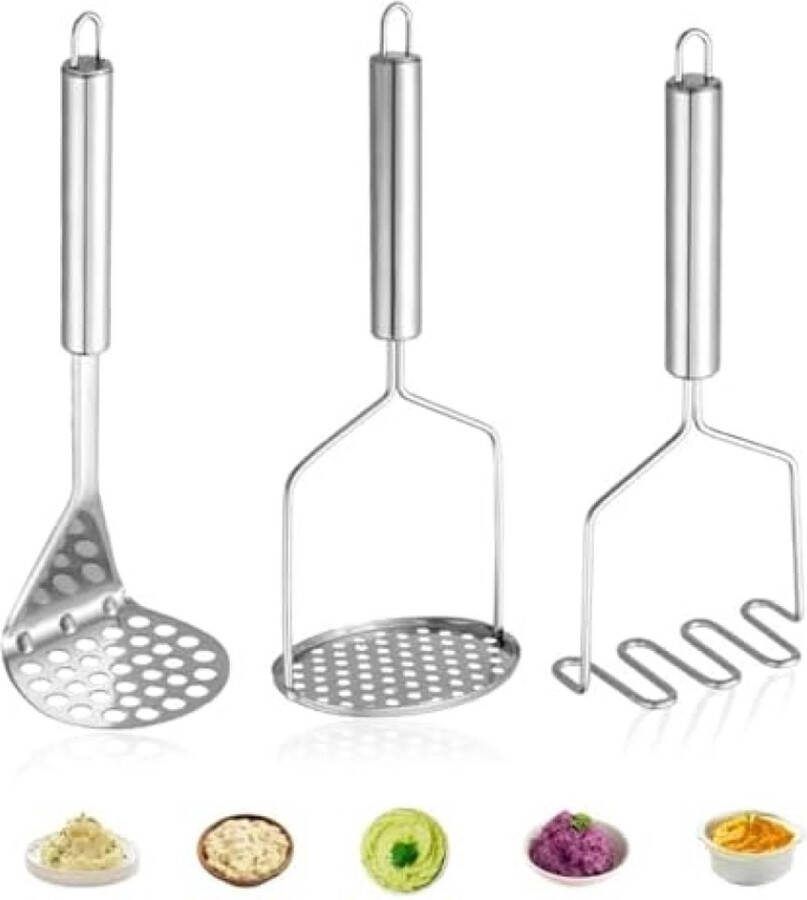 Roestvrijstalen Aardappelstamper Set 3 Stuks