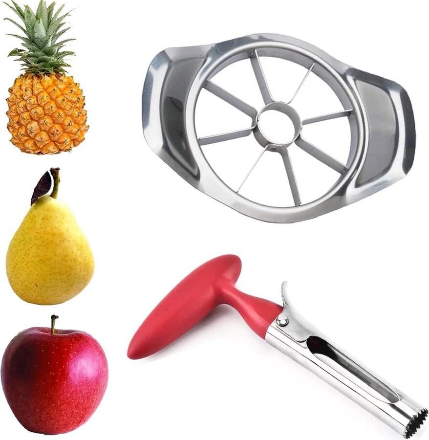 Roestvrijstalen Appelsnijder en Boorset Eenvoudig te Bedienen Multifunctioneel Arbeidsbesparend Fruitsoorten Appelsnijder
