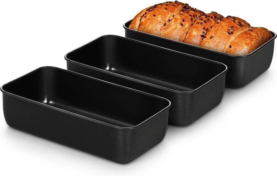 Roestvrijstalen bakvorm 3-delige antiaanbaklaag broodbakvormset rechthoekige broodvorm voor brood cake toast gezond en gemakkelijk te reinigen 23 3 x 12 7 x 6 3 cm