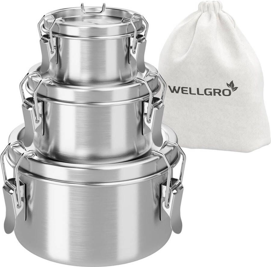 Roestvrijstalen blikkenset rond 250 ml 480 ml 780 ml Lekvrije metalen lunchbox