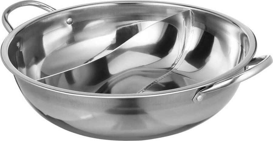 Roestvrijstalen Chinese vuurpan met scheidingswand Yuan Yang potten Hot Pot shabu pan soeppan inductiepot wok kookgerei keuken thuis restaurant 32 cm