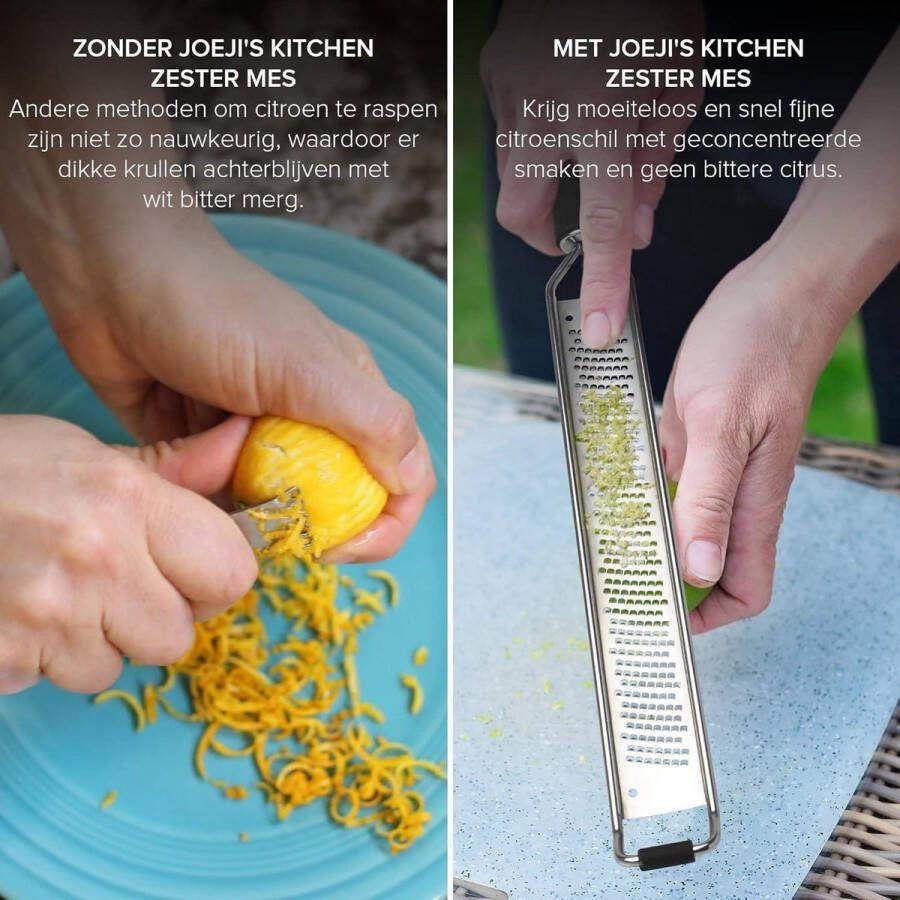Roestvrijstalen citroenzesterrasp ergonomische keukenrasp met handvat en antislippad veelzijdige zester voor citroen Parmezaan knoflook gember en meer Raspen