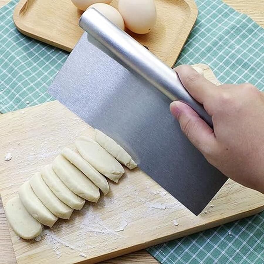 Roestvrijstalen deegsnijder deegspatel keukensnijder deegschraper voor bakken deegtaart pizza 20 x 10 cm