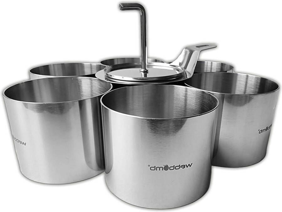 Roestvrijstalen dessertringen set 8-delig Ø 75 cm 55 cm hoogte Met hefboom en stamper Bakringen voor ronde mini cake broodjes Bakvorm hamburgerpers
