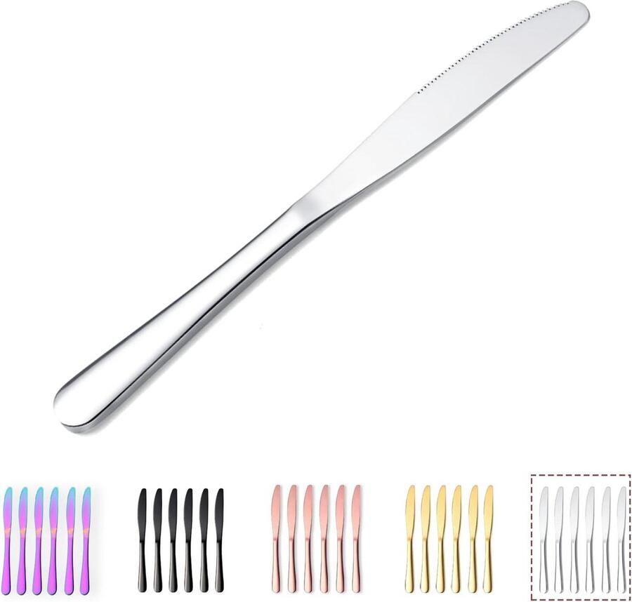 Roestvrijstalen Diner Steakmessen Set van 6 22.8 cm Tafelmes Flatware Vaatwasser Veilig smeermessenset