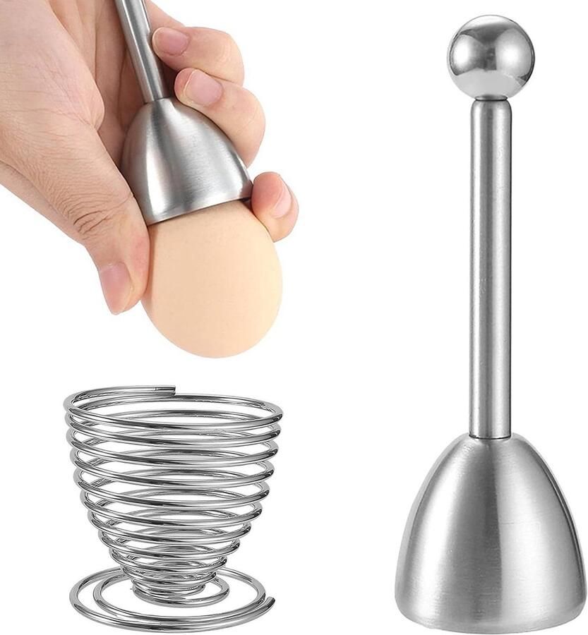 Roestvrijstalen eierontstopper en eieropener eiersnijder voor perfecte eierschaalbreuk
