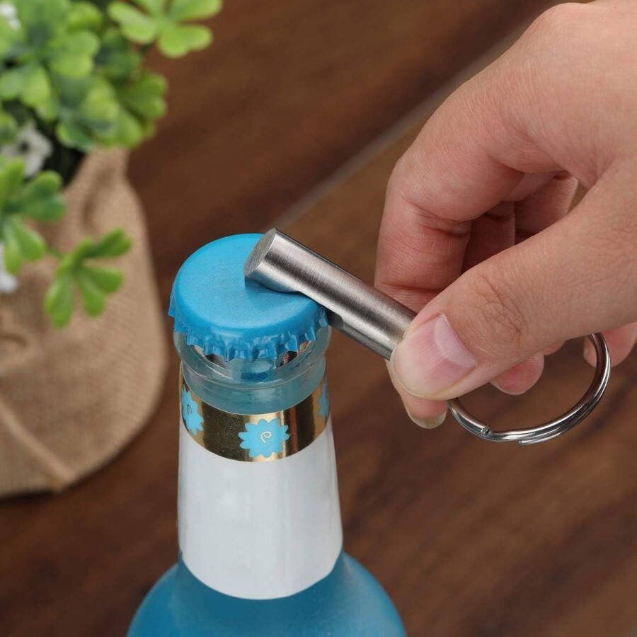 Roestvrijstalen flesopener sleutelhanger zaksleutelhanger kleine bieropener sleutelhanger
