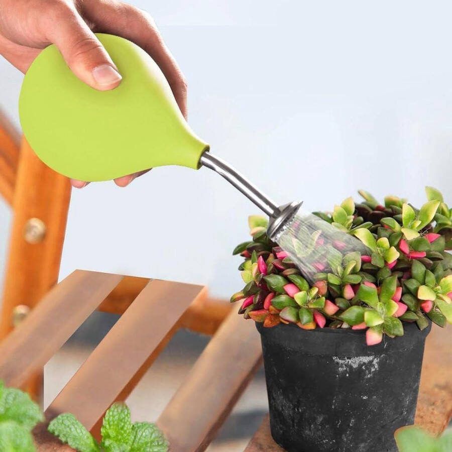Roestvrijstalen gietsproeier bal sproeier voor kleine planten lichtgroen