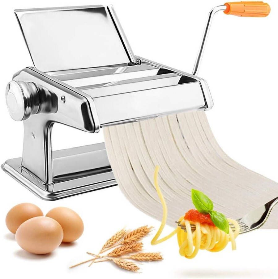 Roestvrijstalen handmatige pastamachine met 2 snijkanten voor spaghetti tagliatelle fettuccine en lasagne Handgemaakte 3-in-1 maker pasta roller