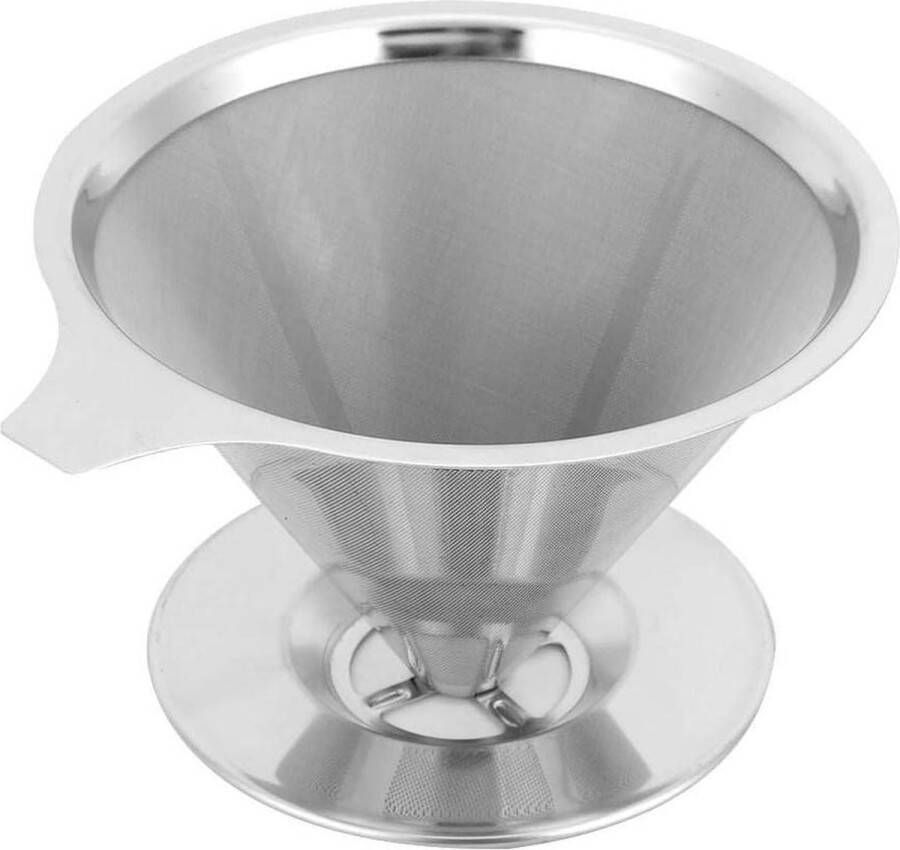 Roestvrijstalen herbruikbare koffiefilter trechter filter druppel koffiefilterbeker zilver huishoudelijk gebruik