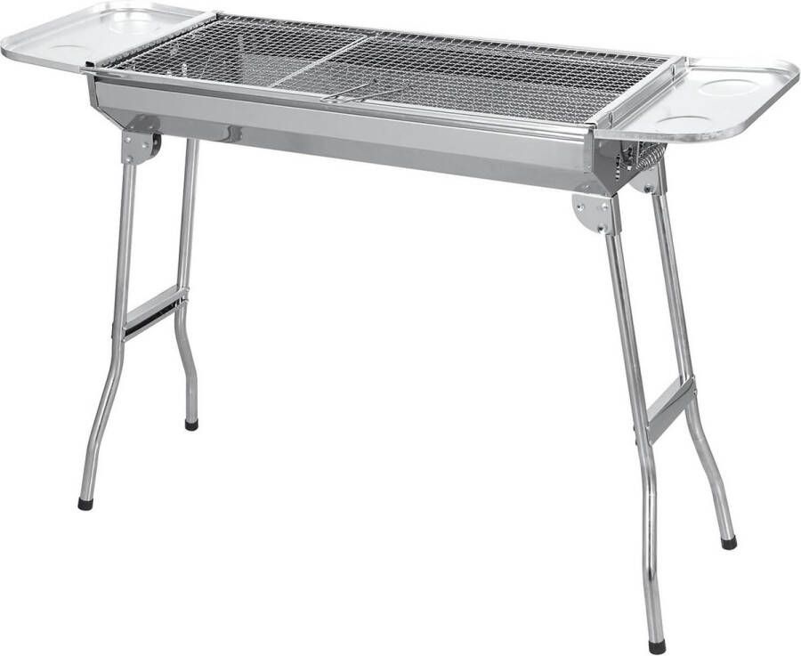 Roestvrijstalen houtskoolbarbecue inklapbaar Draagbare campingbarbecue met staande grill 74 x 33 5 x 71 5 cm Barbecue