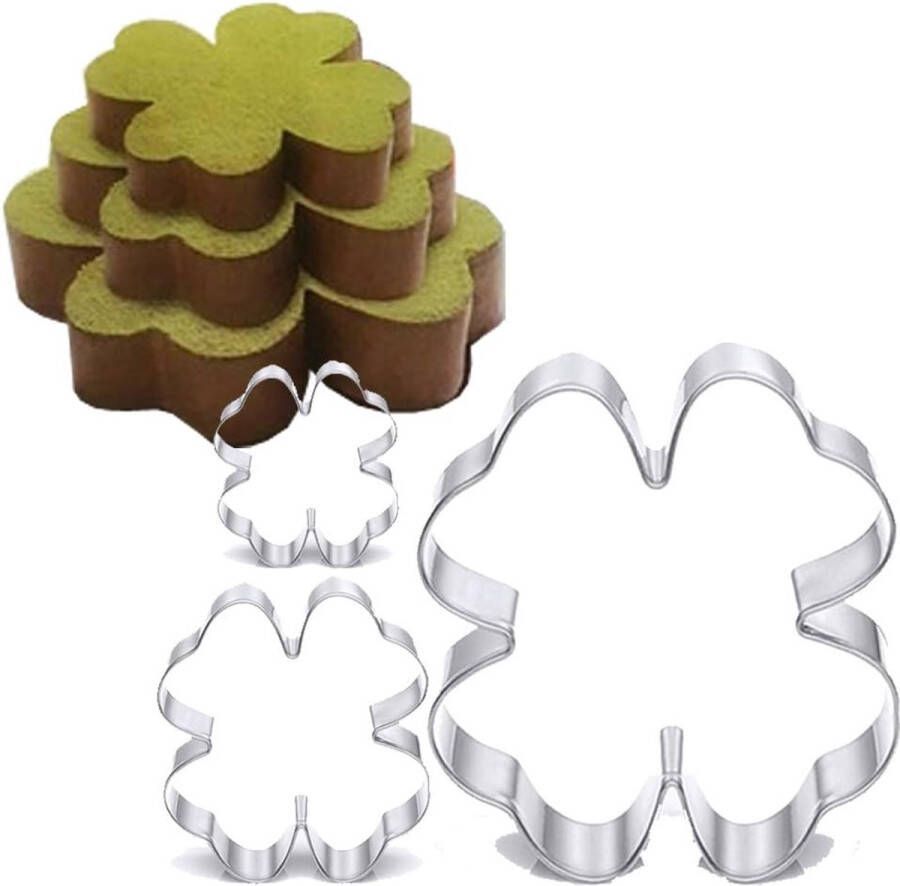 Roestvrijstalen klavertje cakevorm set van 3 voor laagjescakevorm mousse ringvorm. Ideaal voor trouwtaartvorm en dessertvorm (klavertje)