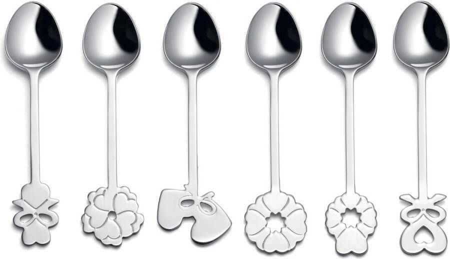 Roestvrijstalen Koffielepels Set van 6 in Luxe Cadeaubox Designer Collectie