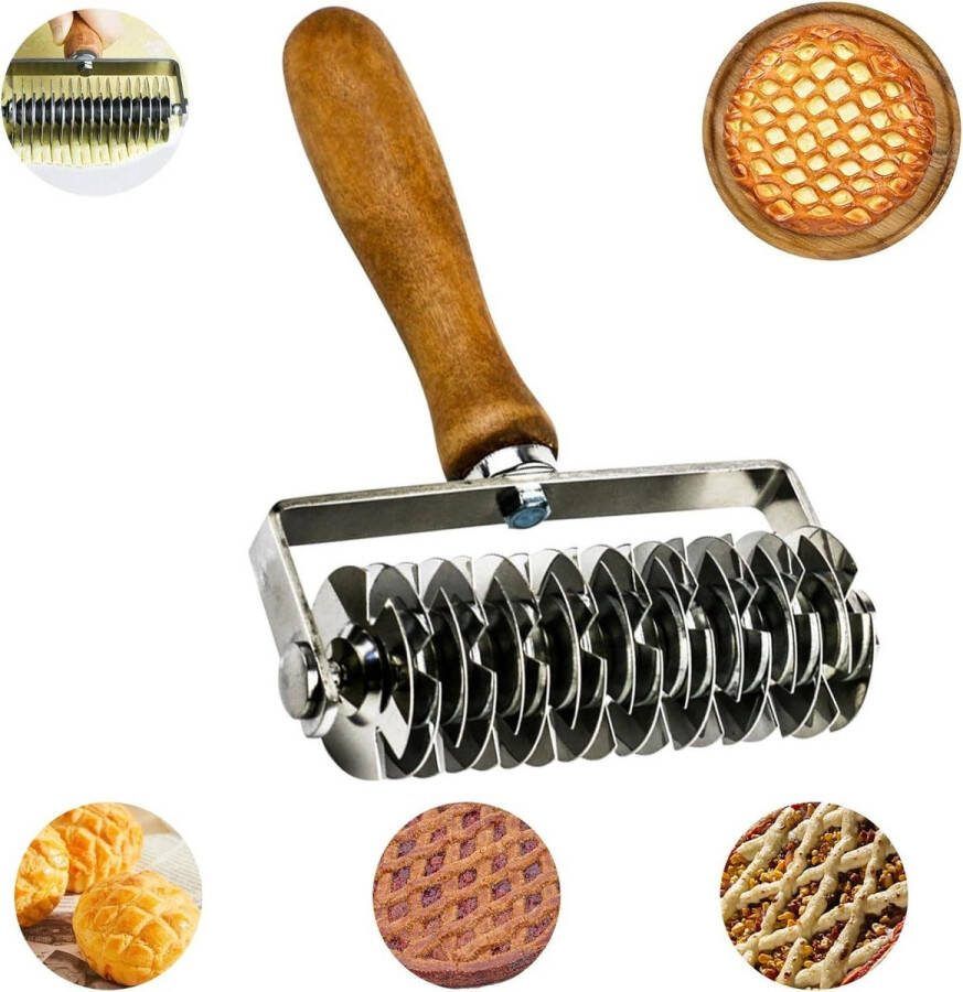 Roestvrijstalen laboratorium deegsnijder houten handvat deegroller gebakgereedschap voor bakdecoratie handwerk bakgereedschap restaurant