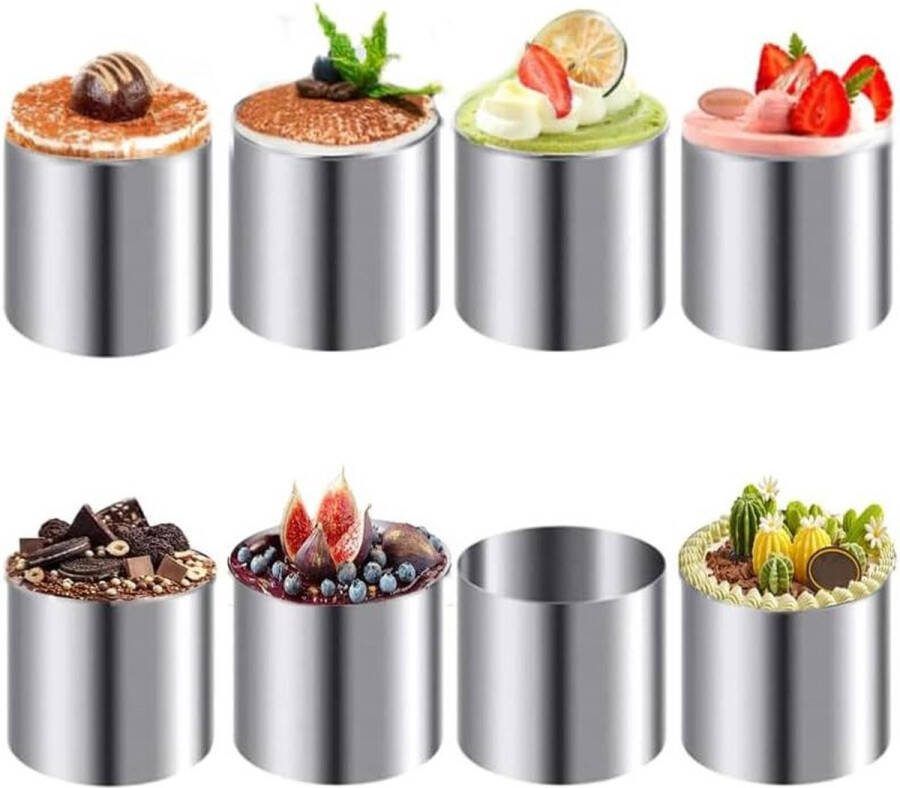 Roestvrijstalen mousse ringen 8 stuks ronde koekjessnijders cakevorm keuken bakken gereedschap taarten fondant