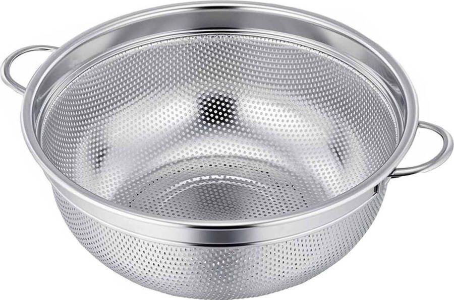 Roestvrijstalen pastazeef vergiet 20 cm microgeperforeerd met handgrepen voor pasta groenten en fruit vaatwasmachinebestendig