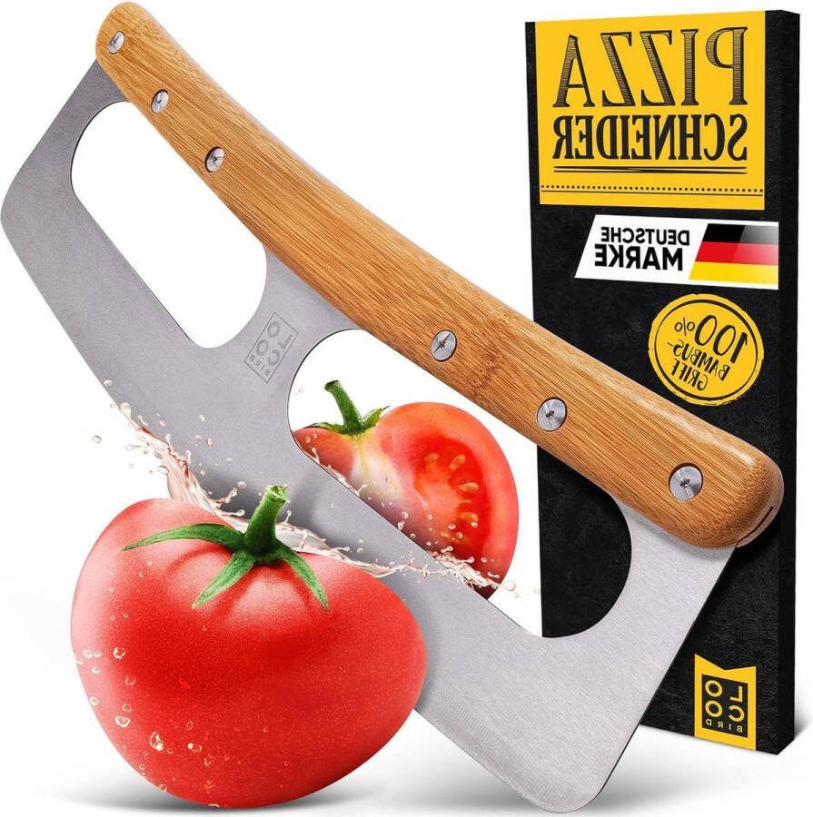 Roestvrijstalen Pizzasnijder met Bamboe Handvat Veelzijdig Weegmes Scherp Blad & Stevig Handvat pizzasnijder