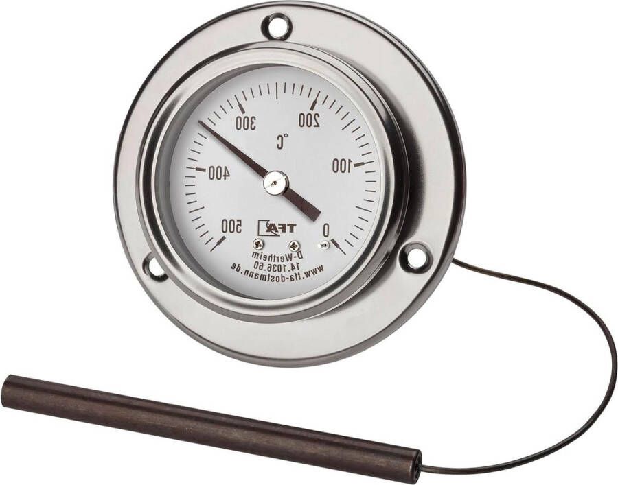 Roestvrijstalen pizzathermometer geschikt voor pizzaoven houtoven grill rookoven 500°C kabelsonde zilver
