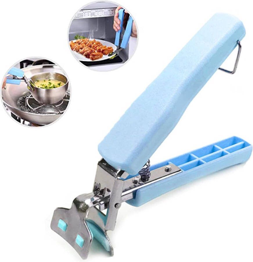Roestvrijstalen retrievertang Hot Dish Plate Bowl Clip Retrievertang Clip Keukengrijper Anti-hete antislipgrijper voor het verplaatsen van hete plaat Kommen Dienblad Instant Pot Magnetron Pack van 2 Roze Blauw