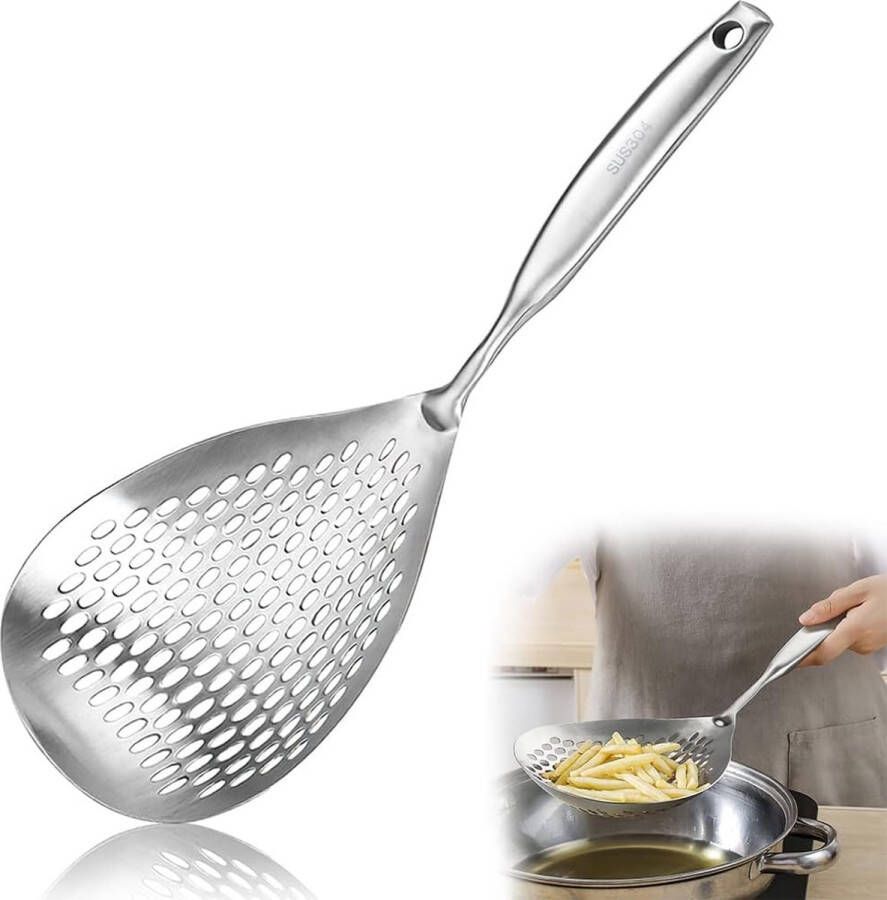 Roestvrijstalen schuimspaan 14 5 cm roestvrijstalen schuimspaan keukenbraadschep voor wokaccessoires keuken pasta zilver