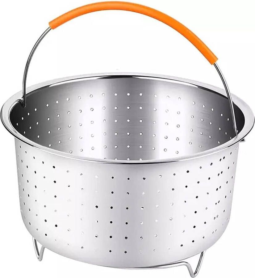 Roestvrijstalen stoompan-inzetstuk toebehoren voor Instant Pot stoommand voor snelkookpan voor het koken van groente met siliconenhandgreep voor het stomen van groenten fruit eieren (3qt)