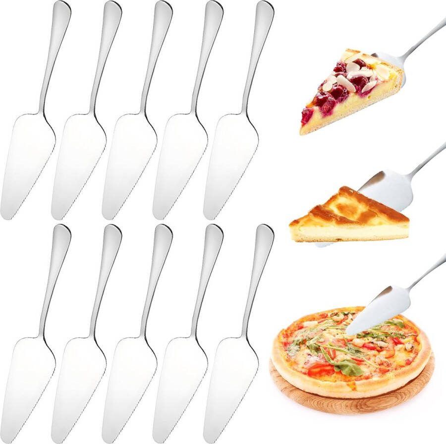 Roestvrijstalen taartschep set taartschep roestvrij staal taartschep taartmes taartschep met fijne gekartelde rand professionele taartschep voor keukenrestaurants kaas pizza 10 stuks