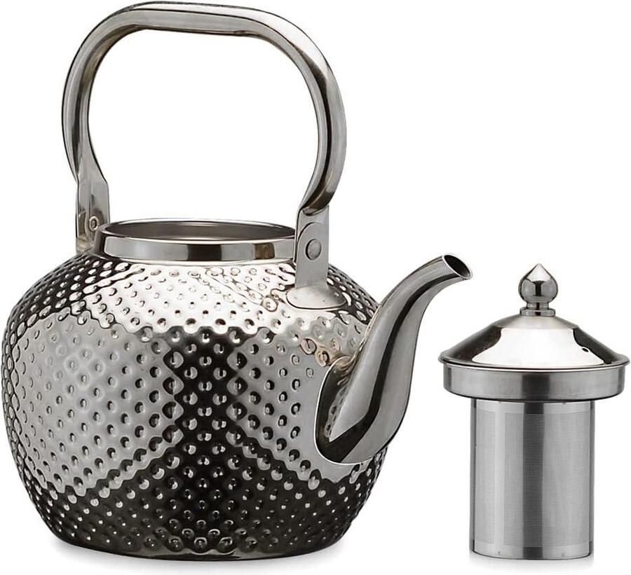 Roestvrijstalen theepot 20 liter met zeef zilver
