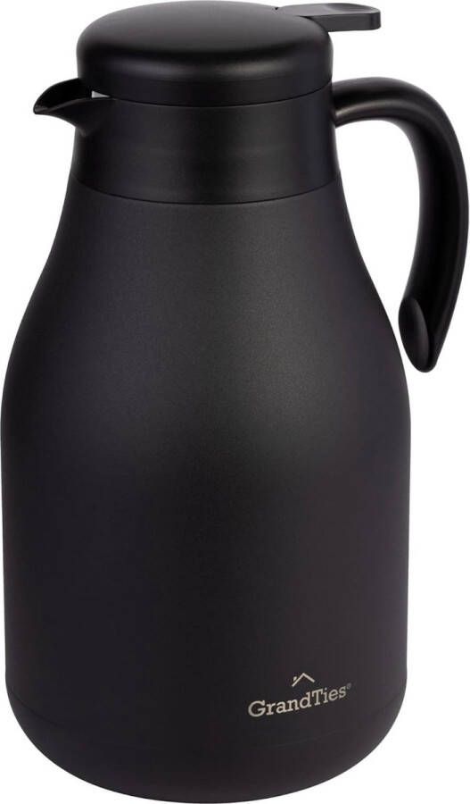 Roestvrijstalen thermische koffiekaraf geïsoleerd dubbelwandig vacuüm koffiethermoskan Heetwaterdispenser thermoskan voor warme dranken 12 uur warmtebehoud (Middernacht zwart )