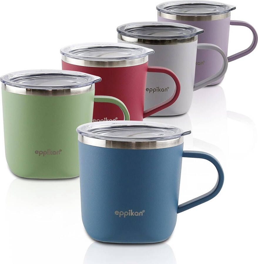 Roestvrijstalen thermobeker isolatiebeker koffiekopje drinkbeker thermobeker 220 ml 280 ml met deksel voor koffie en thee (220 ml blauw)