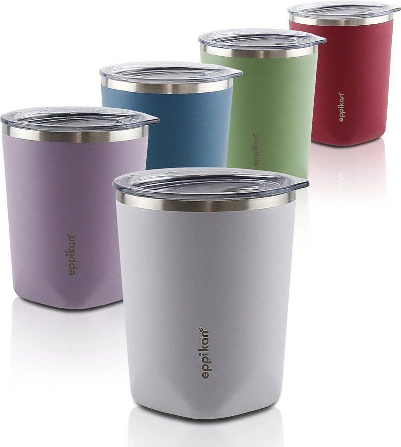 Roestvrijstalen thermobeker isolatiebeker koffiekopje drinkbeker thermobeker 220 ml 280 ml met deksel voor koffie en thee (280 ml Crayon Grey)
