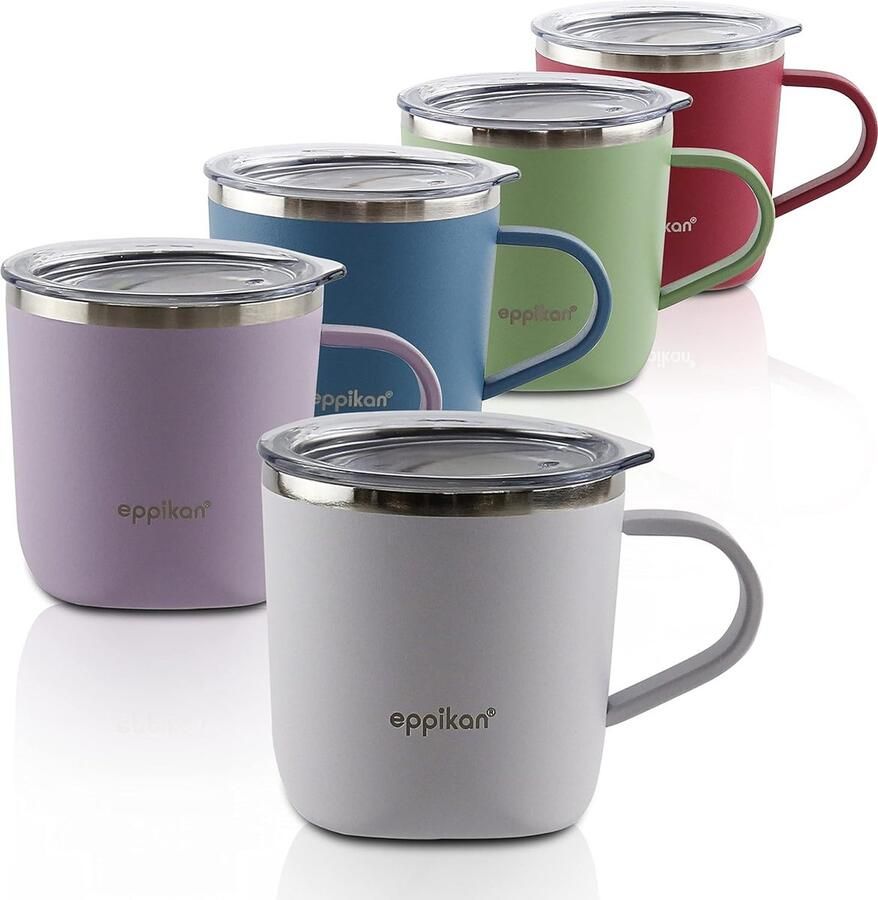 Roestvrijstalen thermomok geïsoleerde mok koffiekop drinkbeker thermobeker 220 ml 280 ml met deksel voor koffie en thee (220 ml krijtgrijs)