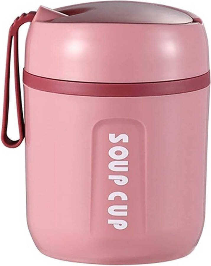 Roestvrijstalen thermovoedselcontainer 480 ml voor onderweg lunchbox voor kinderen en volwassenen babyvoeding soep en muesli roze