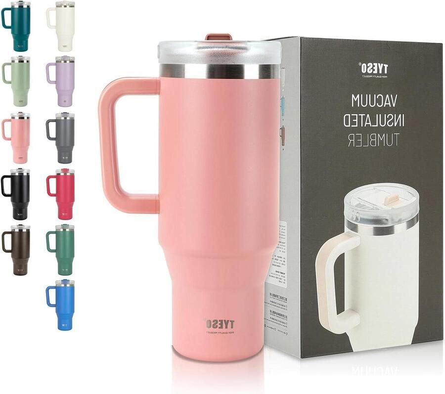 Drinkfles met rietje koffiebeker om mee te nemen lekvrij roestvrij staal roze