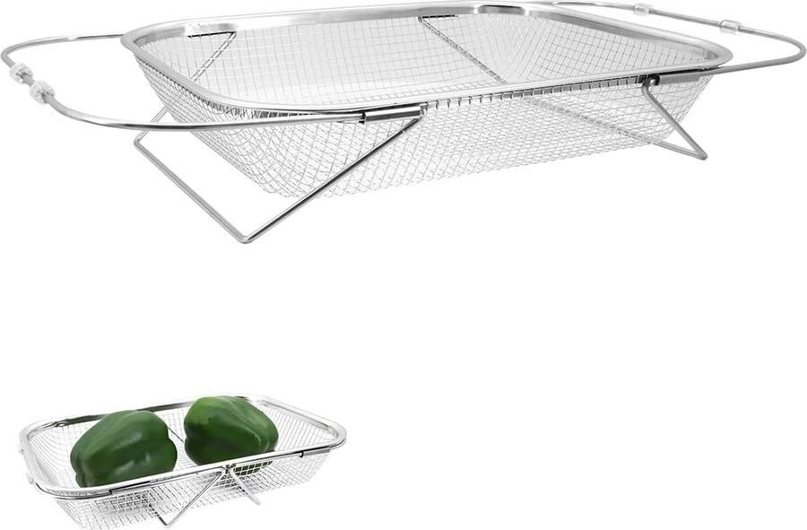 Roestvrijstalen Uitbreidbare Gootsteen Zeef Hoogwaardige Voedselzeef voor het Wassen van Groenten en Fruit