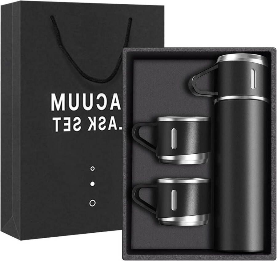 Roestvrijstalen vacuümgeïsoleerde koffiethermoskan 500ml-geïsoleerde waterfles met beker warme koude dranken reismok