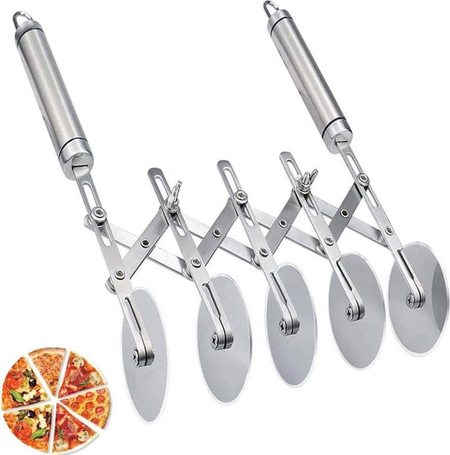 Roestvrijstalen verstelbare deegsnijder ideaal voor bakken pizza cake deeg 5 rollen pizza cutter