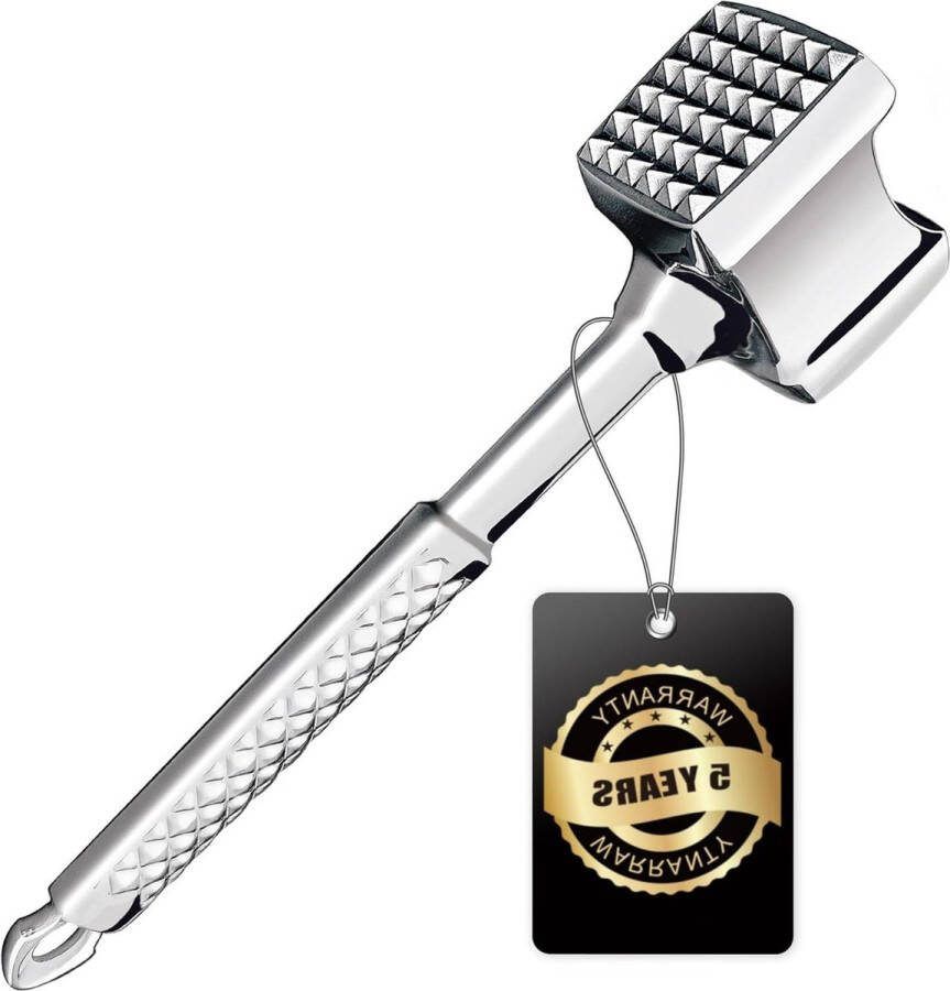 Roestvrijstalen vleesvermalser klassieke vleeshamer keuken vleeshamer kip-conch kalfskoteletten vleesvermalser gereedschap vleespounder flattener non-SLIP grip 5 jaar garantie smash burger
