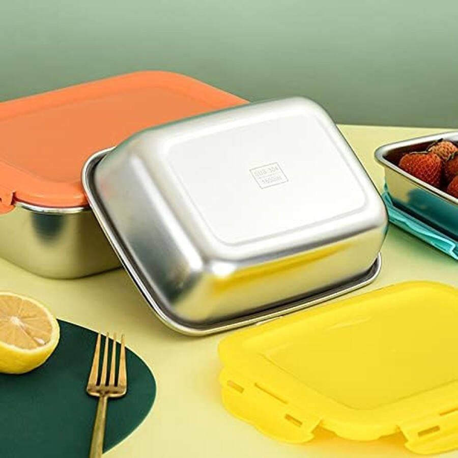 Roestvrijstalen voedselbewaarcontainer met deksel voedselbewaarcontainerset RVS voorraadcontainers met deksel voedselcontainers voor de keuken stapelbaar lekvrij vorstbestendig vaatwasmachinebestendig ovenbestendig