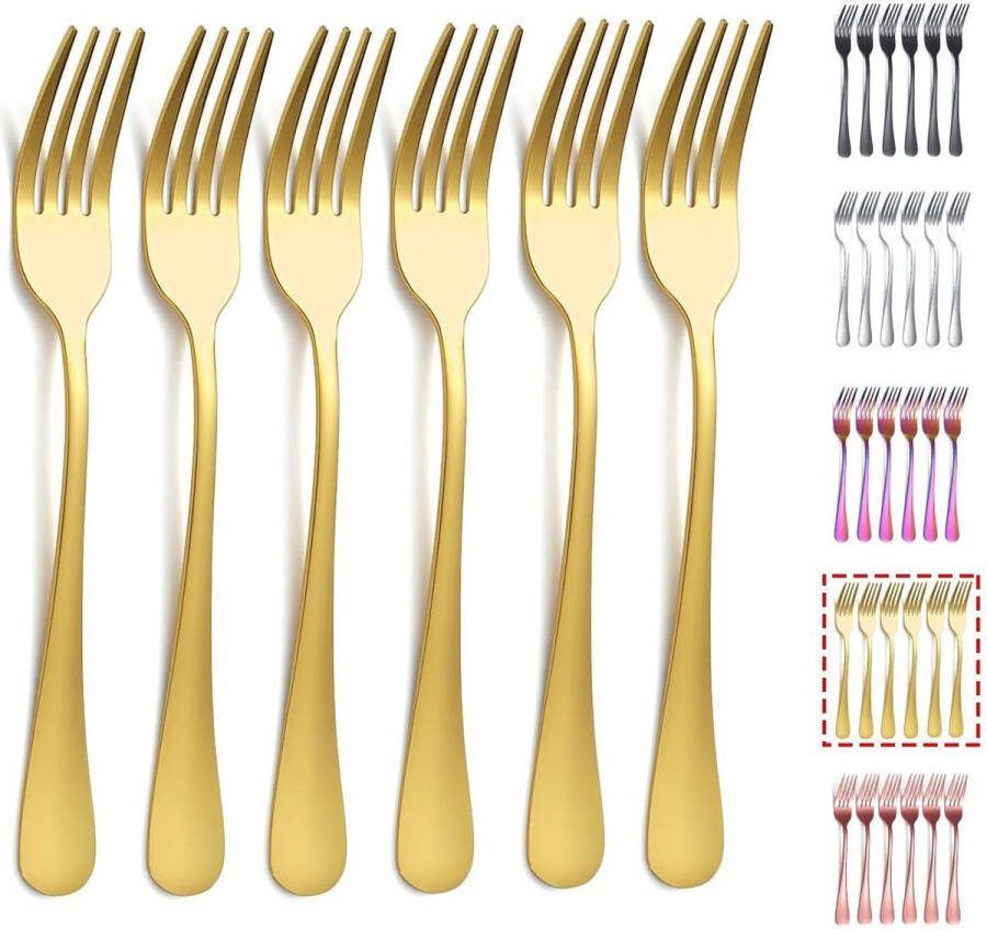 Roestvrijstalen vorken set van 6 20 8 cm gouden titanium coating vorken tafelvorken bestekvorken geschikt voor huishoudens restaurants vaatwasmachinebestendig