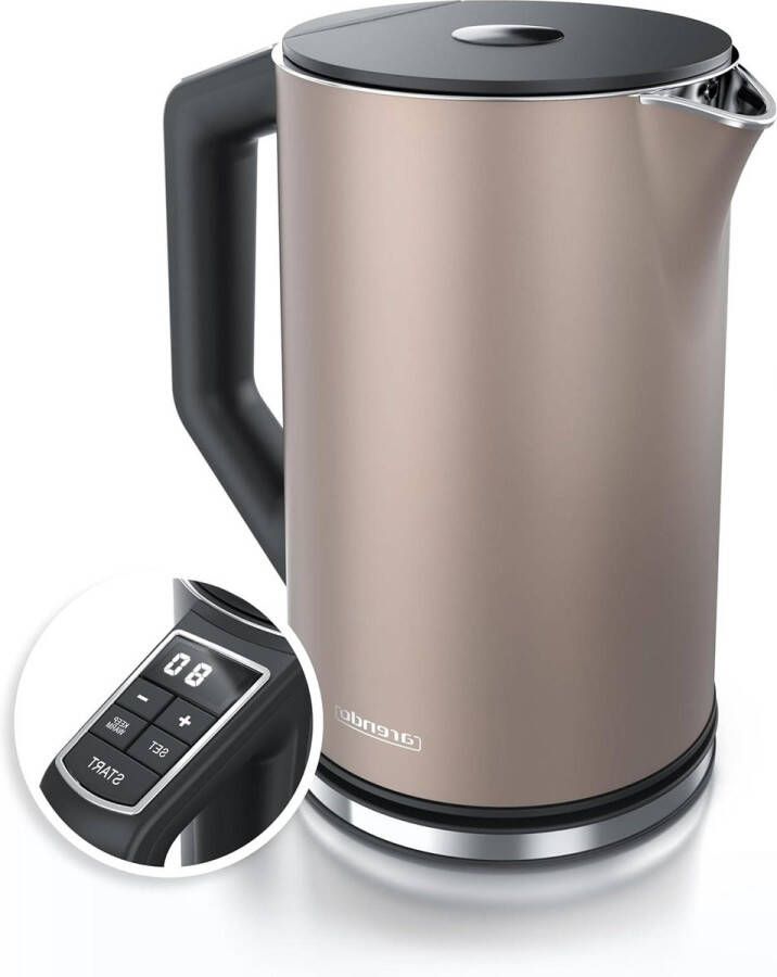 Roestvrijstalen waterkoker met temperatuurinstelling 40-100 graden dubbelwandig design 15 liter theekoker met temperatuurweergave brons elektrische waterketel