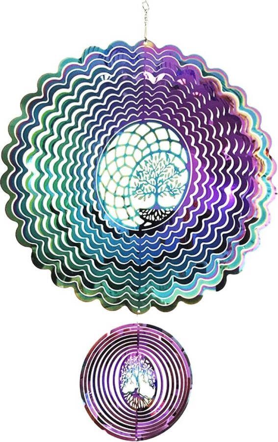 Roestvrijstalen windgong 3D hangende windspinner 25 cm gemakkelijk roterende kinetische windmobiel raam- en tuindecoratie