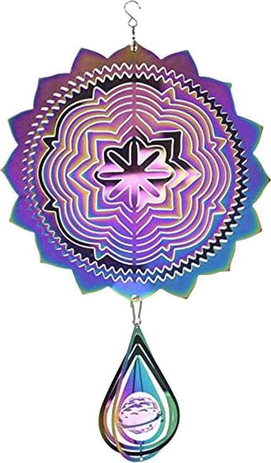 Roestvrijstalen windspel 3D-vogelafweer windgong voor buiten hangende windspinner 30 cm kleurrijk roterend windspel voor buiten binnen woonkamer raam gang tuindecoratie