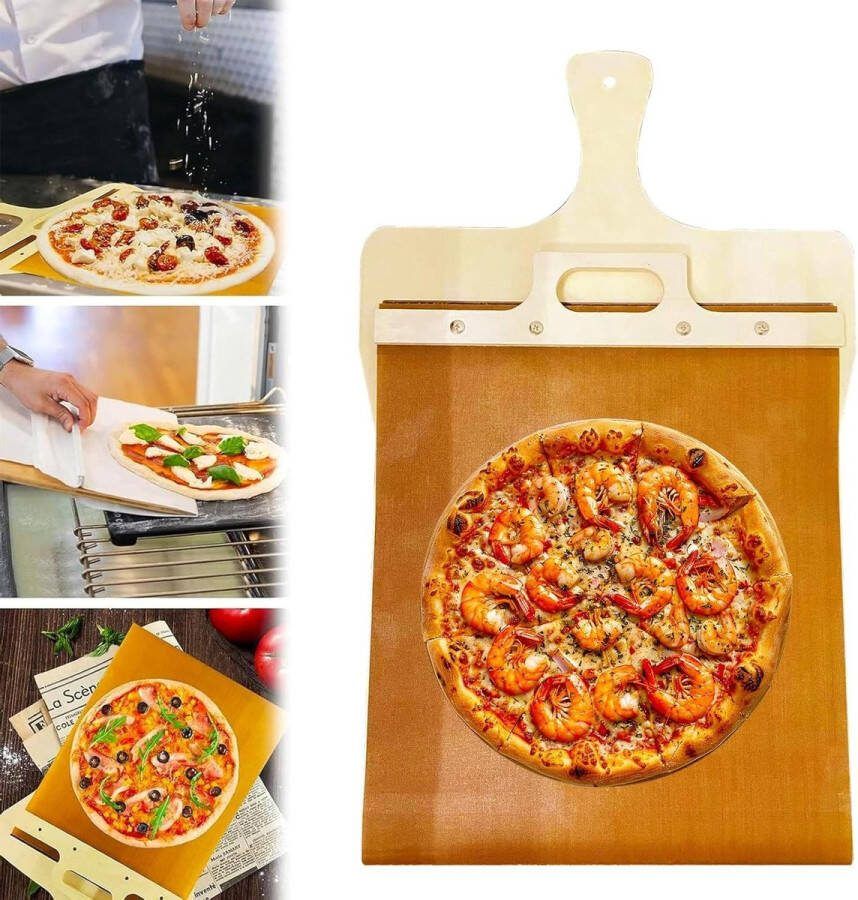 Rolbare geperforeerde schep met handvat voor oven Sliding pizzaschep