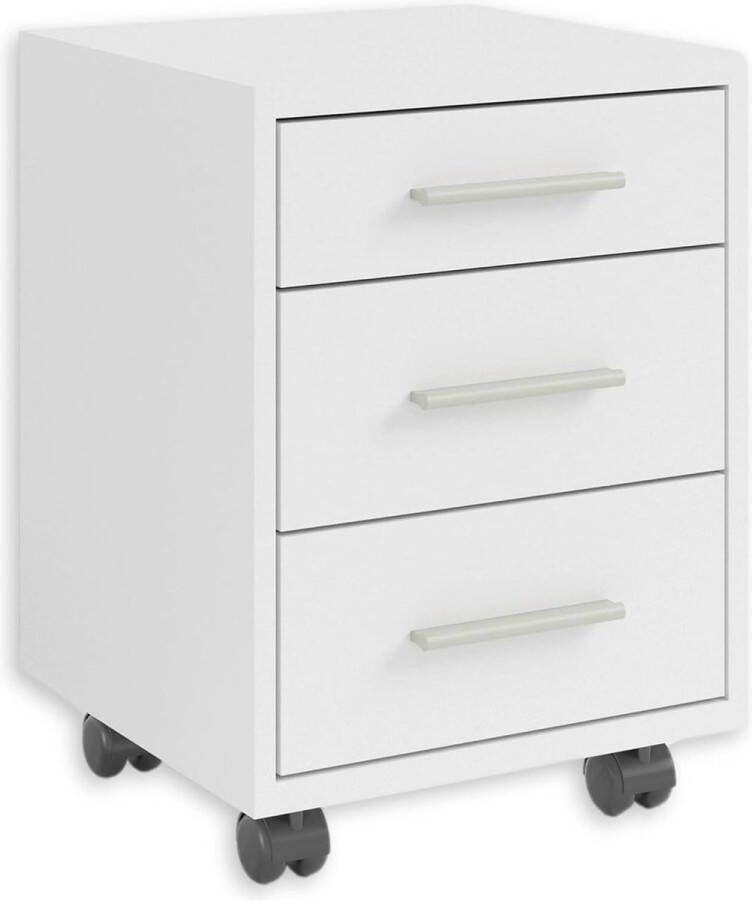 Rolcontainer bureau in wit met laden mobiele kantoorkast modern kantoormeubel complete set 40 x 56 x 40 cm (B-H-D) Ladeblok
